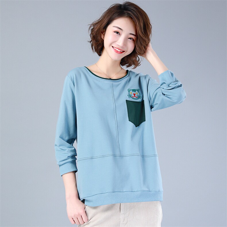 圆领短款2021春秋季新款时尚个性百搭简约甜美可爱优雅减龄，女装T恤，丽影随形