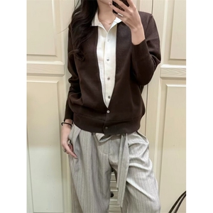 1506/QA4510/P64秋冬新款开衫休闲慵懒风V领针织衫男纯色外套