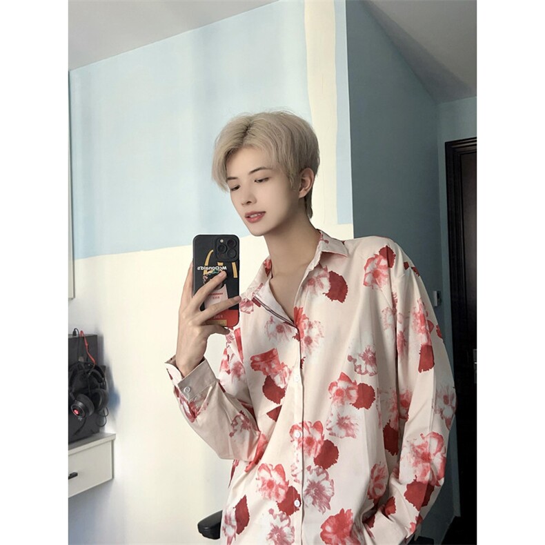高级感穿搭春秋薄款坠感花衬衫男夏威夷ins痞帅泰式衬衣C2316,男装衬衫,星座1116A（原606A-3）