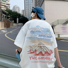 美式复古重磅t恤男夏季潮牌潮流宽松休闲大码oversize新疆棉短袖，男装T恤，电商019-1