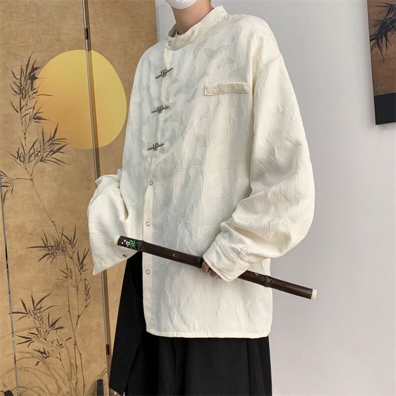 F237-P52夏季复古小众衬衣外套2024新款新中式长袖衬衫男现货,男装衬衫,星座512-6