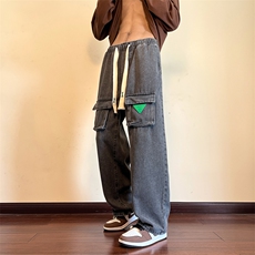 春秋季美式潮流工装牛仔裤男士高街ins宽松直筒阔腿裤K7328-P42，男装牛仔裤，星座512-3