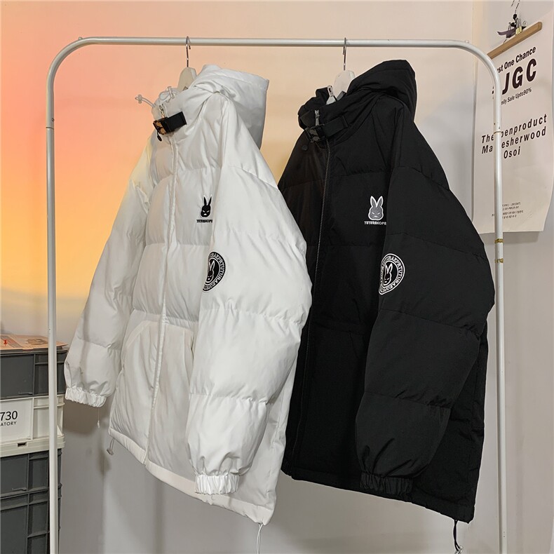 港风新品小兔刺绣宽松男士棉衣韩版情侣棉服冬装外套G1035P128,男装棉衣,电商A339