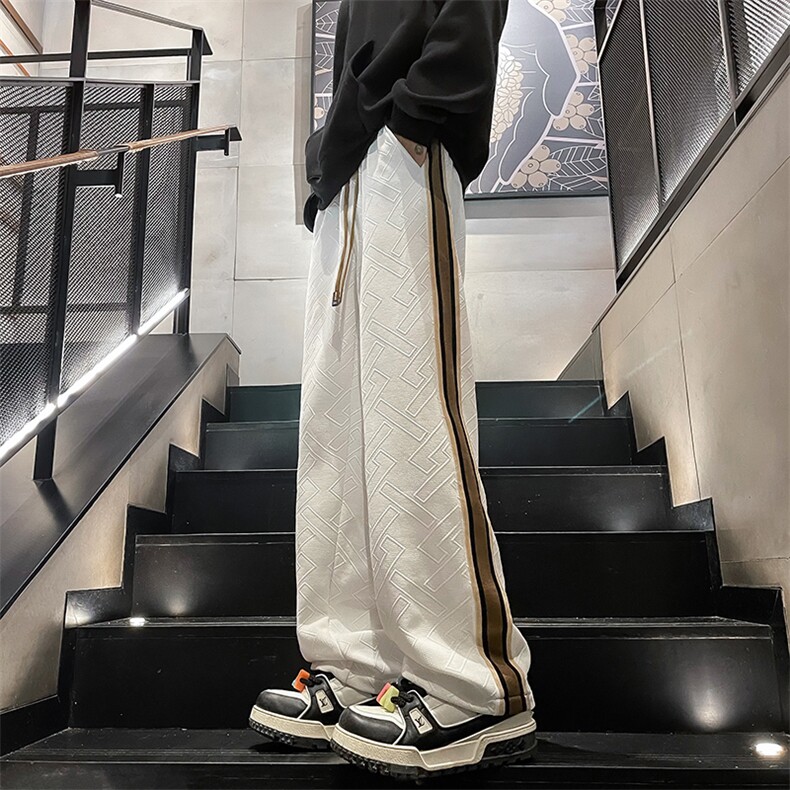休闲裤男士韩版潮流高街帅拼色百搭宽松2024秋冬ins长裤K5773-P33,男装休闲裤,星座412-2