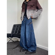 牛仔裤男士韩版潮流高街帅气蓝色2025秋冬ins宽松长裤RK2271-P53，男装牛仔裤，星座412-2