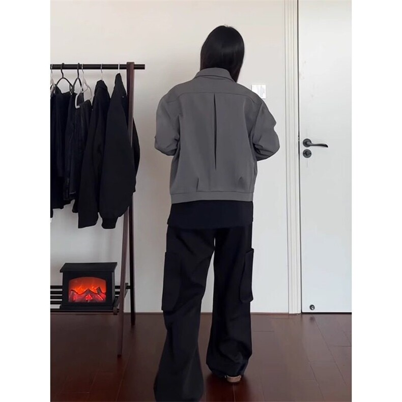 美式复古垫肩西装外套男款春秋季棒球服cleanfit短款行政夹克外套,男装夹克,星座908-1