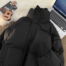 F100-P115假两件立领短款棉服外套男冬季加厚面包服保暖黑色棉衣，男装棉衣，星座512-6