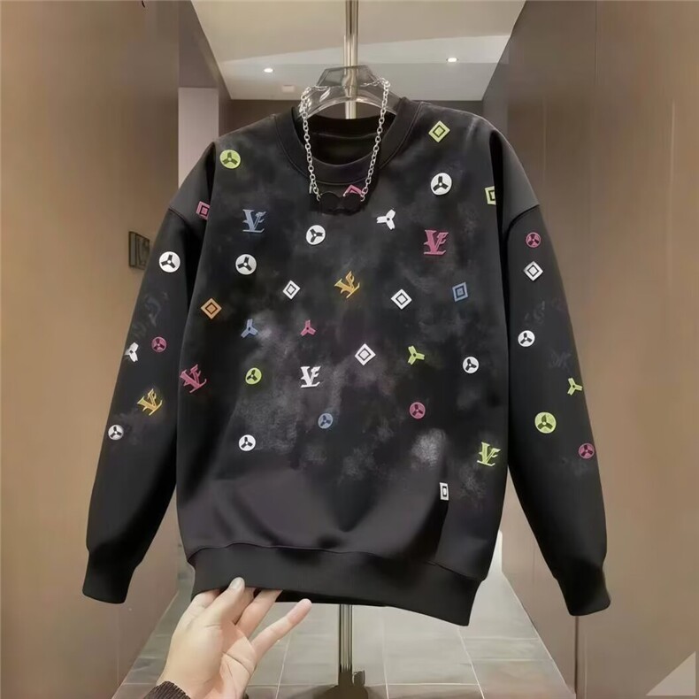 港风春款男女圆领套头卫衣扎染字母涂鸦休闲打底外套WY581P53，男装T恤，星座1013-1