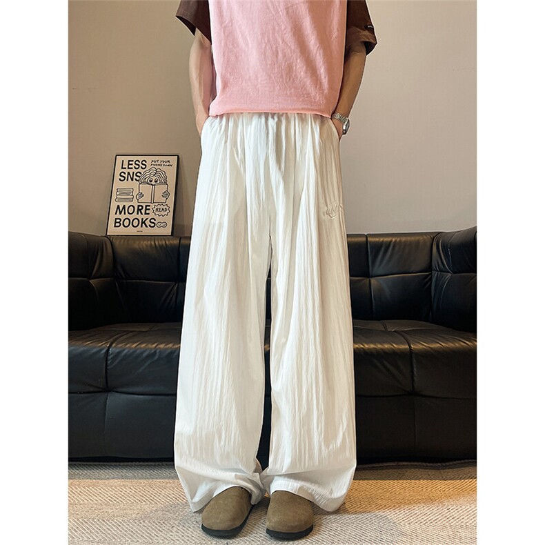 D206-18XL-M夏季美式薄款刺绣防晒山本裤男冰丝垂感阔腿裤PK9149,男装休闲裤,电商D206-1