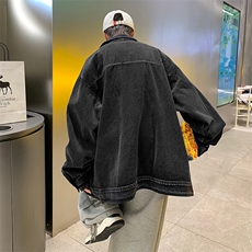 美式复古做旧水洗牛仔外套男嘻哈宽松潮流百搭情侣夹克WH105-p75，男装夹克，星座1008