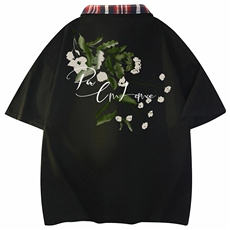 得物抖音品质冰感面料美式印花格子翻领POLO衬衫短袖T恤APL0303，男装T恤，电商A443