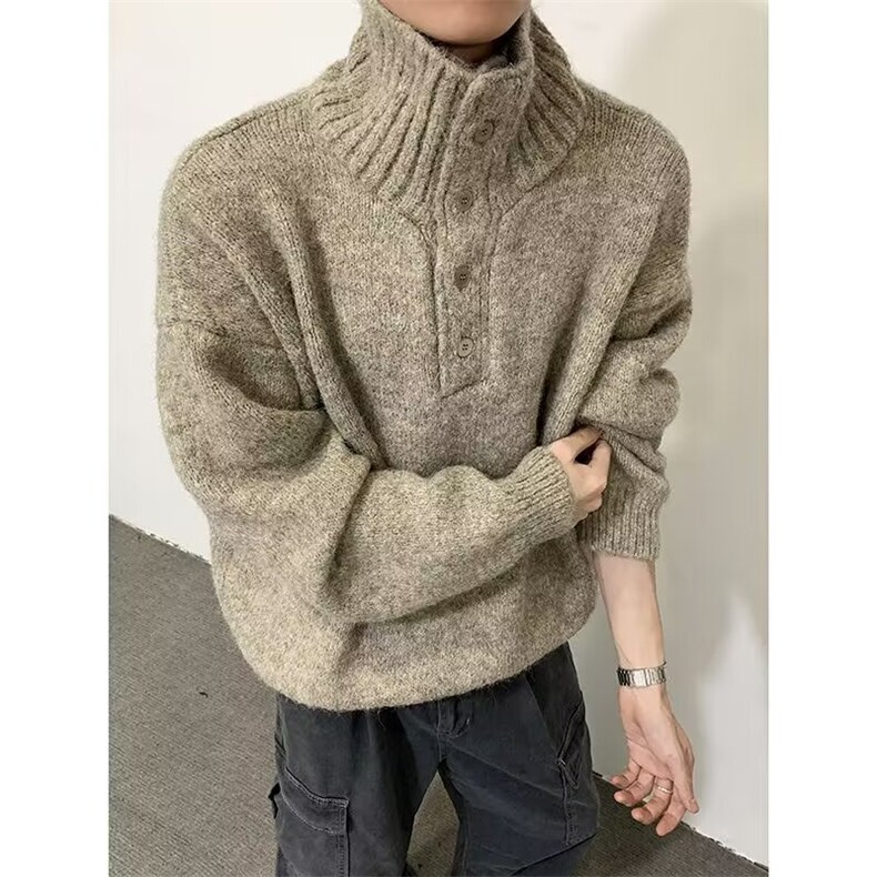 宽松高领针织衫男毛衣A87-P72,男装针织衫/毛衣,电商D312