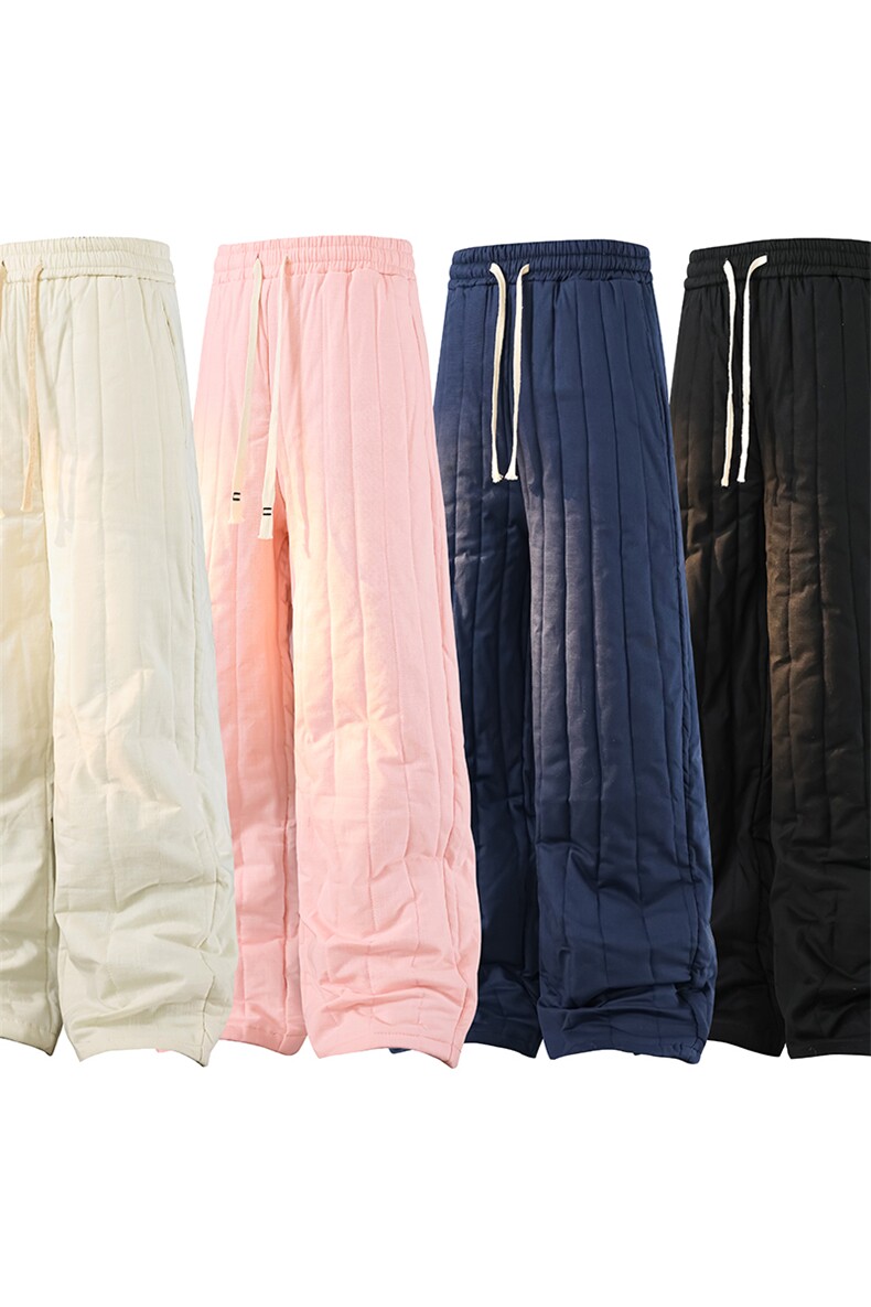 8XL-M加厚夹棉保暖长裤棉麻绗缝竖格休闲裤加棉棉裤K9111P68控88,男装棉衣,电商D206-1
