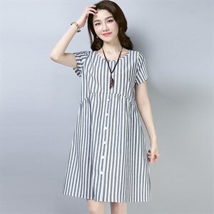 连衣裙条子2025年夏季H型韩版时尚休闲舒适修身气质简约实用可爱图片