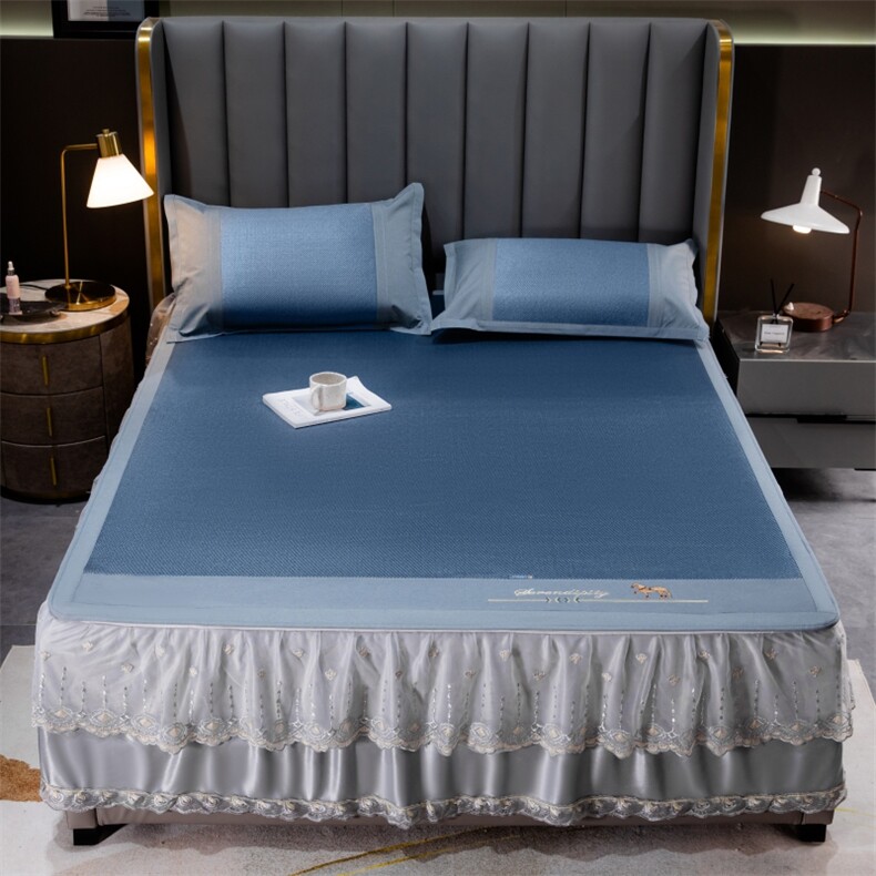 新款艾草冰藤床裙款凉席（床裙可拆解），凉席，一起卖家纺