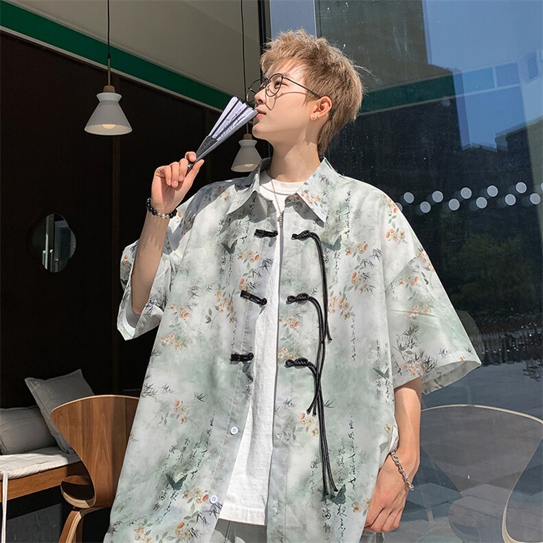 新中式夏季2025新款短袖衬衫,男装衬衫,星座201-2