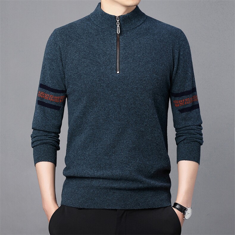CM61109钱塘2020-2中年男士冬季厚款半高领商务休闲羊毛衫P160图片