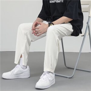 男秋季新款港风休闲裤西裤裤脚拉链XC93P43图片