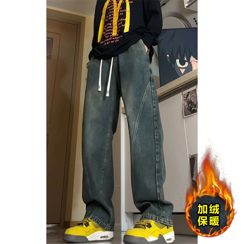 弯刀牛仔裤宽松直筒裤长裤加绒加厚KJ8567-特P50/常规K8552-特P40图片