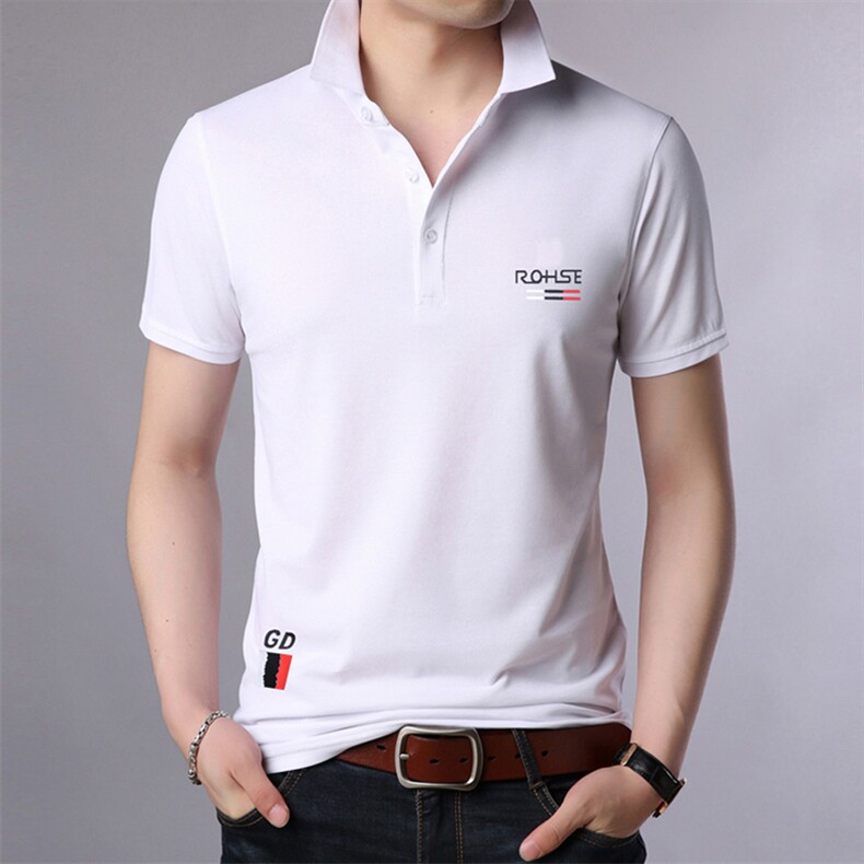 polo衫中年商务休闲男装夏季新款男士短袖T恤半袖翻领宽松上衣服图片