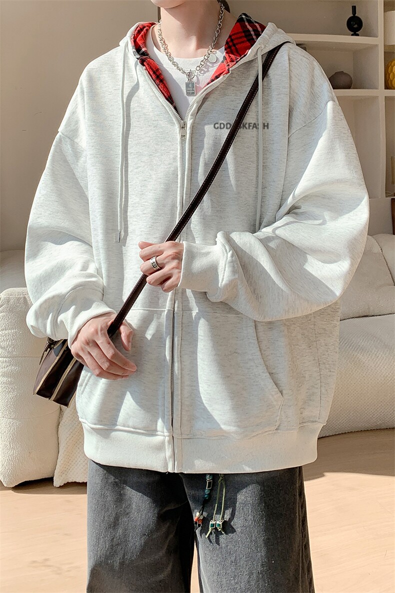 内景秋冬ins韩版连帽卫衣男潮牌休闲宽松外套WY00750/P55加绒P60,女装短外套,电商B316