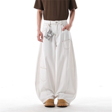 903-AK050-特P55【S-3XL】工装白色弯刀裤3，男装牛仔裤，星座903