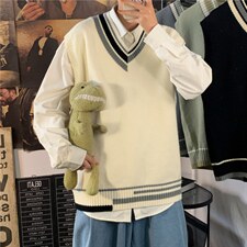 学院风V领套头针织外穿背心男韩版拼接无袖坎肩毛衣潮MJ9009-P35,男装针织衫/毛衣,星座1008-1