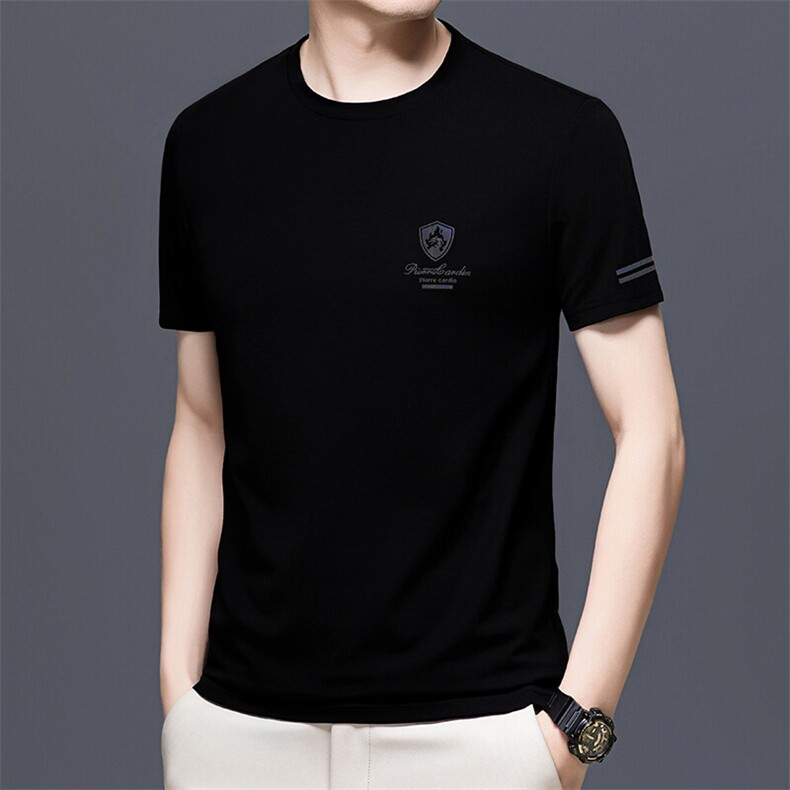 HP5102夏季新款男士T恤衫简约印花男士短袖圆领通勤男装图片