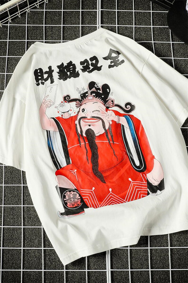 2021春夏新款日系网格潮流韩版宽松鲨鱼印花男装T恤T89-P35,男装T恤,电商A009A（原A058A）