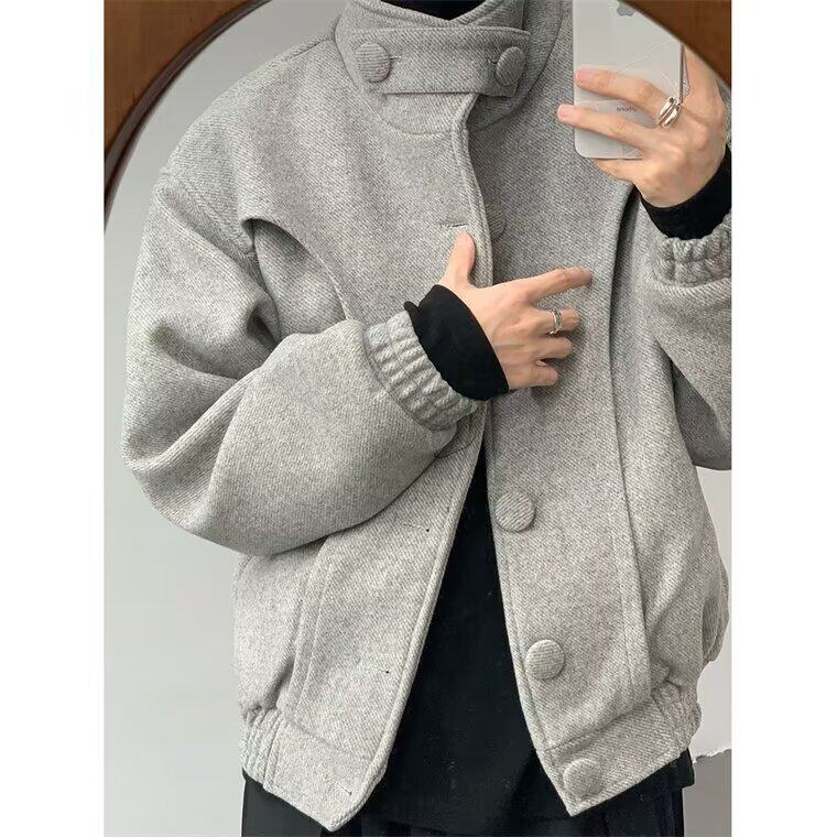 【有货】DR3001-P113秋冬复古短款毛呢大衣男重磅网红解构外套，男装毛呢大衣，星座603-2