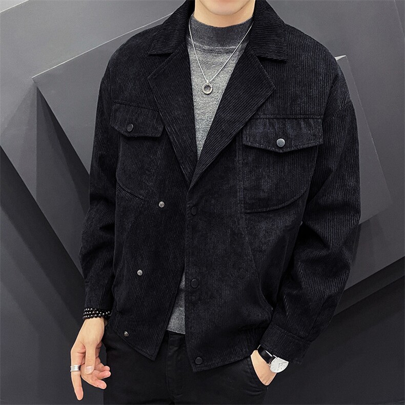 秋冬新款男士翻领灯芯绒休闲西服外套夹克男士上衣JK861-P60图片