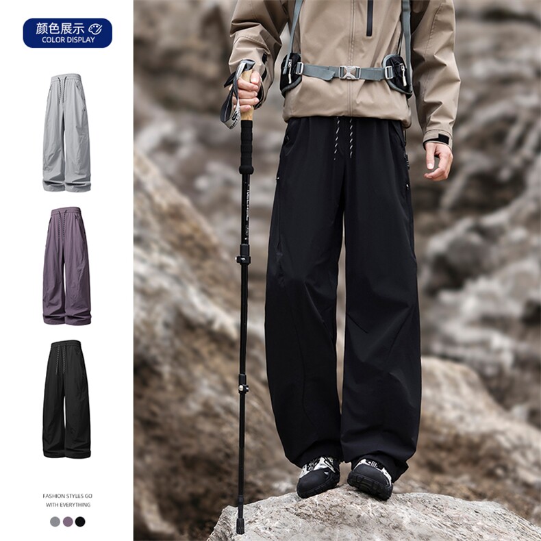 美式抽绳褶皱伞兵工装裤男女复古宽松休闲速干裤K0265-P52图片