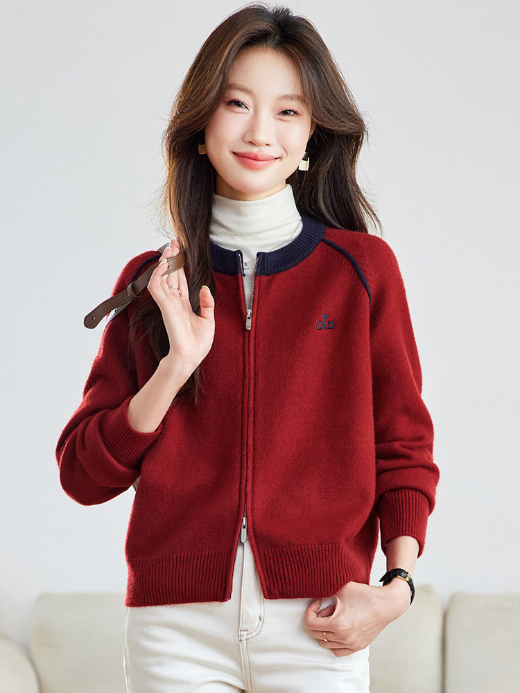 早秋2025新款棒球服针织开衫外套小个子毛衣外搭,女装短外套,时尚风爆
