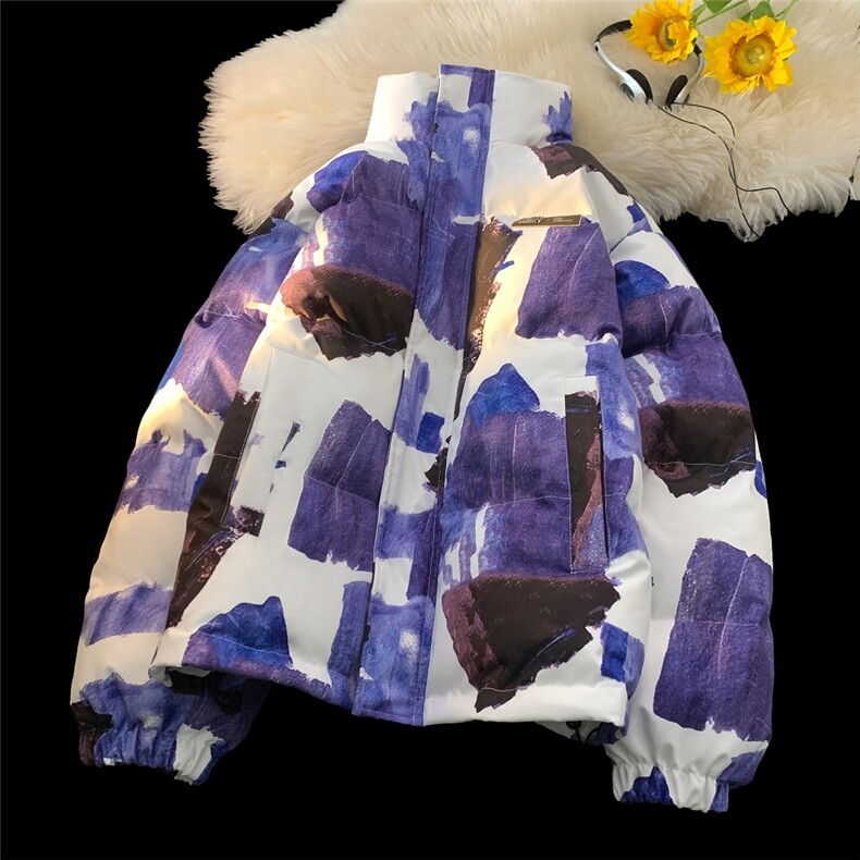 XZ-230-1MY703平铺简约轻奢水墨涂鸦防水休闲立领面包服P118控158，鞋类箱包手腕包，星座230-1