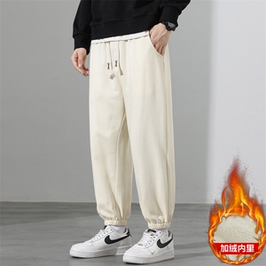2025冬季现货主推加绒加厚男青少年潮牌束脚纯色休闲裤JR102-P18图片