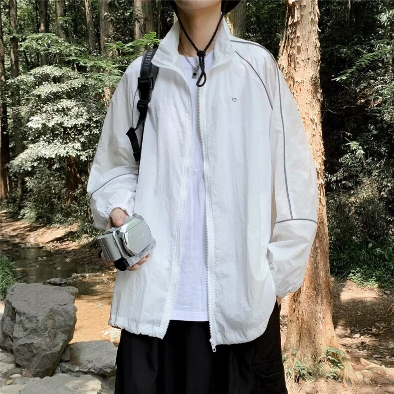 2023港风文艺刺绣连帽防晒衣男夏季薄款夹克,男装夹克,星座716-3
