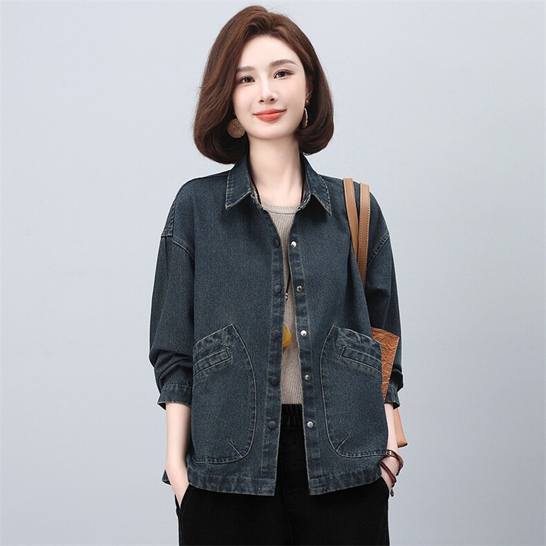中年妈妈时尚休闲牛仔女2026春秋新款高级宽松洋气减龄,女装短外套,悦见她