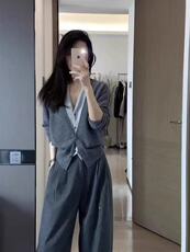 2025年秋季新款百搭女士V领假两件长袖针织开衫，女装针织衫/毛衣，佑昭祥羊绒