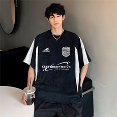 美式复古潮牌高级时尚男款吊染休闲街头设计感短袖T恤T233-P35，男装T恤，电商C307