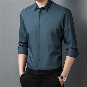 DN92201男式服装2023秋新款衬衫男长袖翻领休闲四季可穿衬衣P63图片