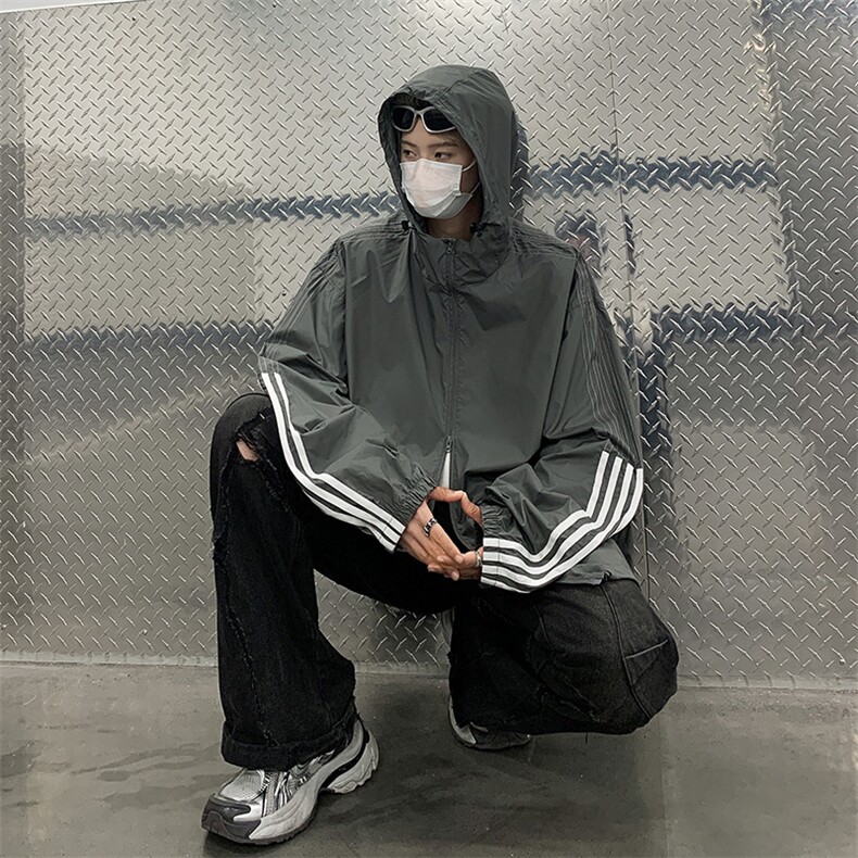 连帽时尚防晒服男夏季新款条纹高街百搭青少年休闲外套F93111-p43,男装防晒衣,星座1008