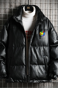 PM51101-P120 立领pu皮棉衣男大码面包服男棉服男棉袄男图片