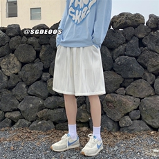 抖音品质优质款垂感褶皱冰丝短裤五分裤313A-1-KK275-P45控价58，男装休闲裤，星座808A-1