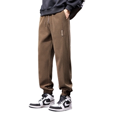 秋冬加绒美式休闲卫裤男士束脚哈伦九分运动长裤子Z2619加绒-P50，男装休闲裤，星座509
