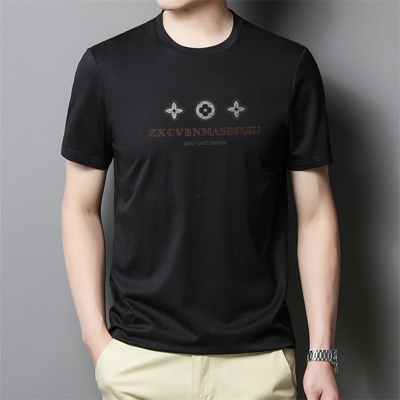 FL-SM3120男式2023年夏季新款丝光棉T恤衫男短袖圆领休闲体恤P53,男装T恤,电商B360