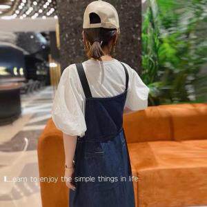 牛仔背带裤两件套，女装，欧诗尚