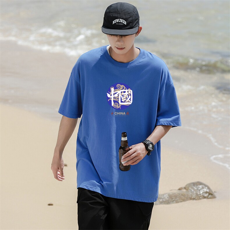 CL1男女中性圆领短袖半袖T恤衫外套大码印花学生夏TEE潮宽松，男装T恤，星座115A-3