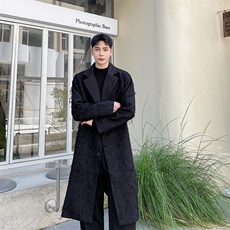 秋冬双面羊绒长款大衣男韩版潮流拼接毛呢外套296-P185，女装短外套，电商A345