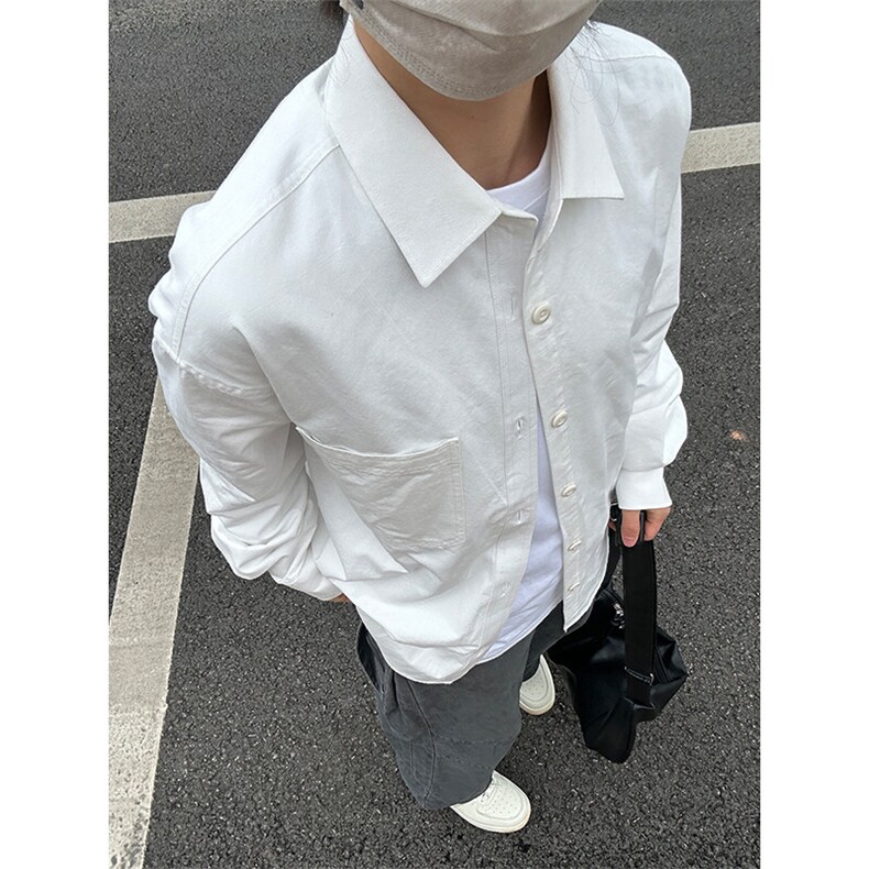 棉纯棉衬衫成衣水洗休闲韩版美式衬衫宽松纯色衬衣 GC27-P35图片