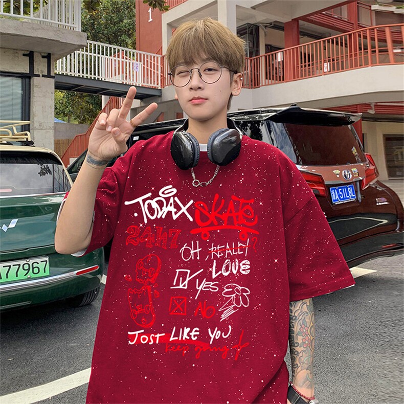 可48小时发货支持抖音得物来样二开美式满天星亮片短袖T恤MTX631,男装T恤,电商A486-1